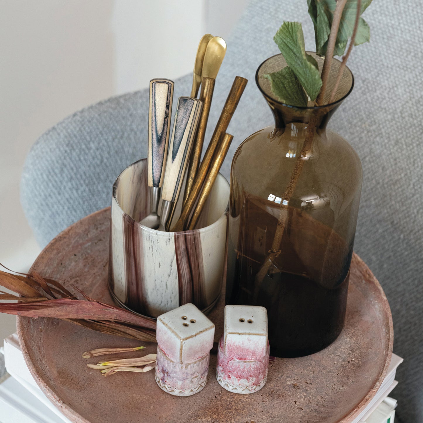 Stoneware Salt & Pepper Shakers, Set of Two