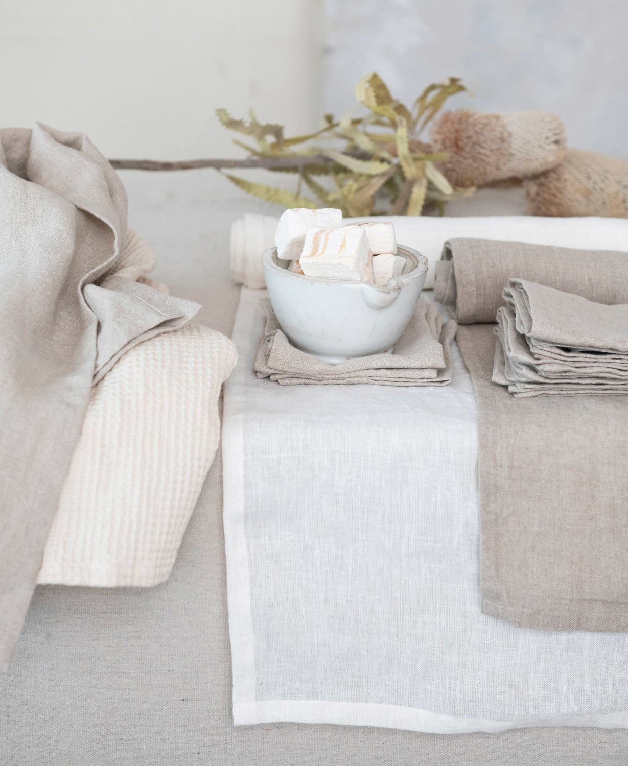 Stonewashed Linen Table Runner