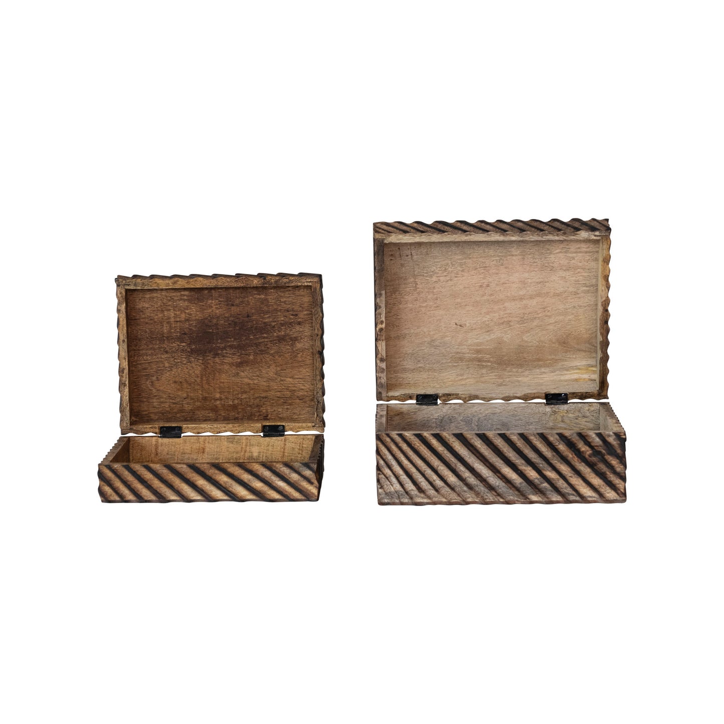 Carved Mango Wood Nesting Boxes / Set of 2