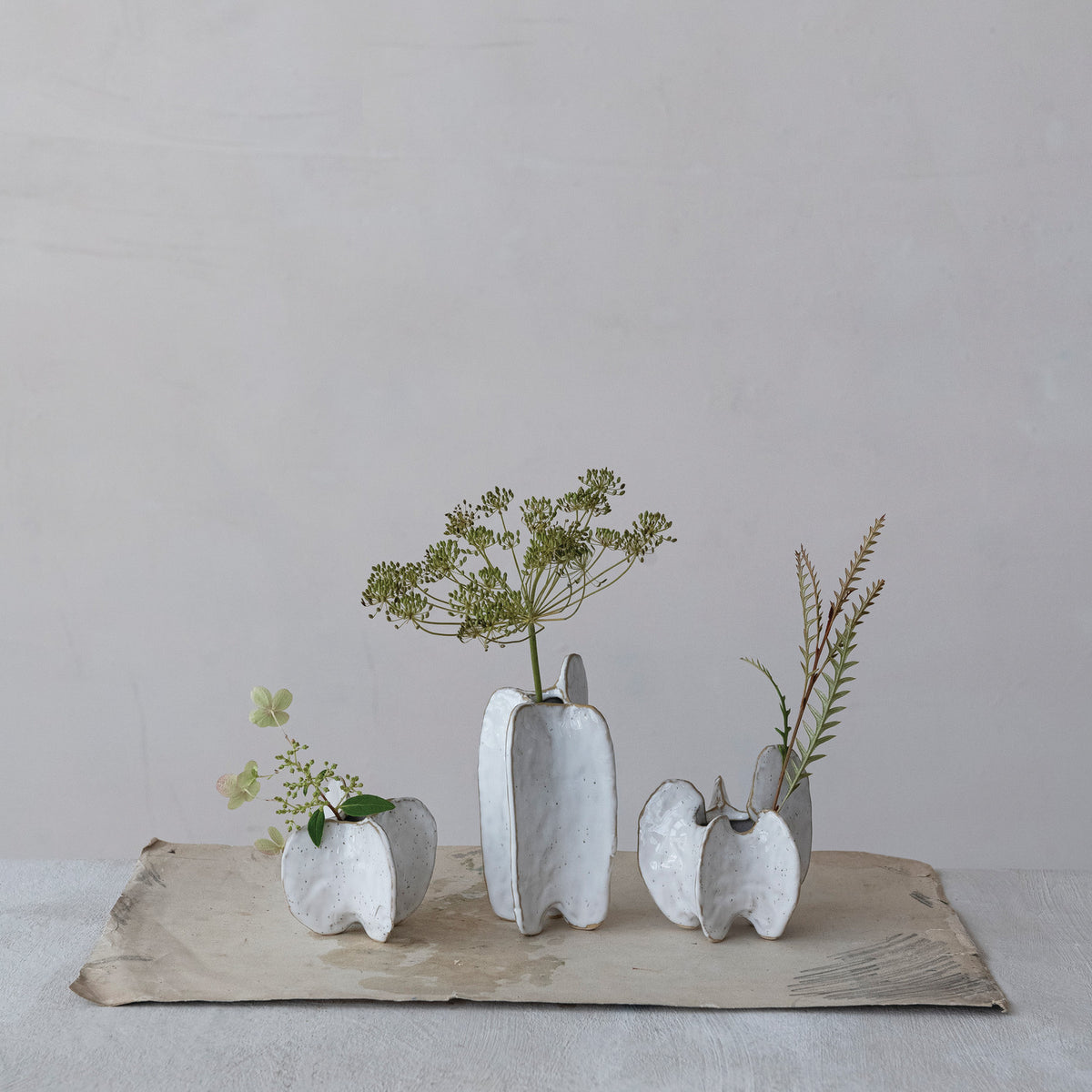 Sculptural Stoneware Bud Vase