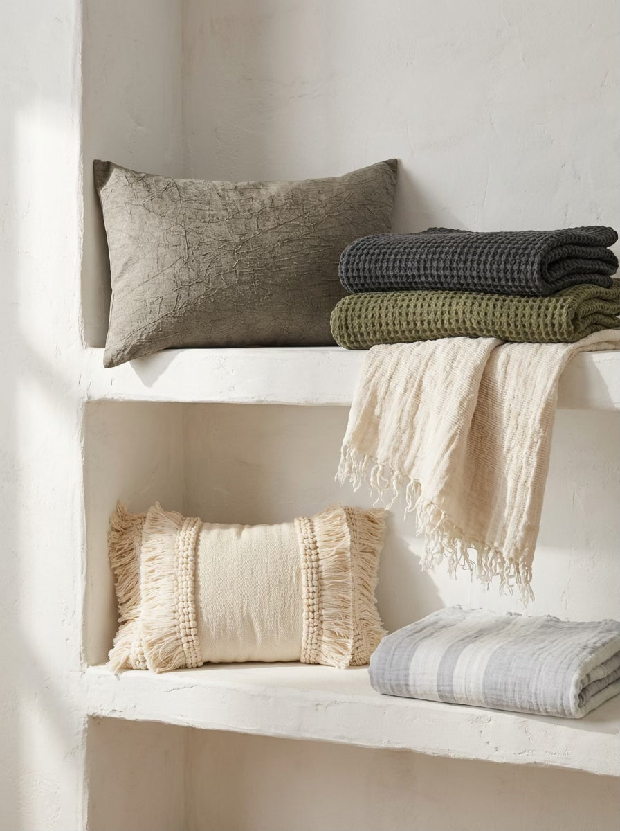 Chenille Fringe Lumbar Pillow