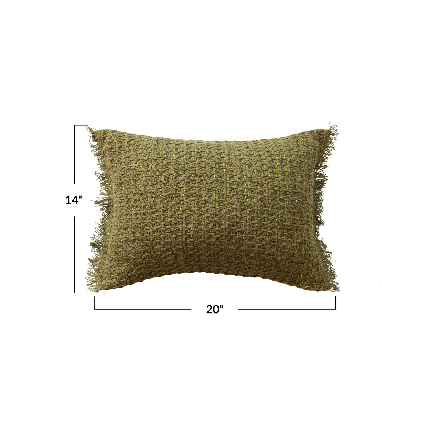 Woven Cotton Pillow / Green & Gold