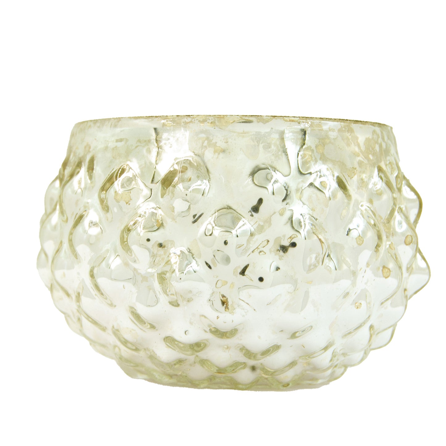 Embossed Mercury Glass Votive Holder