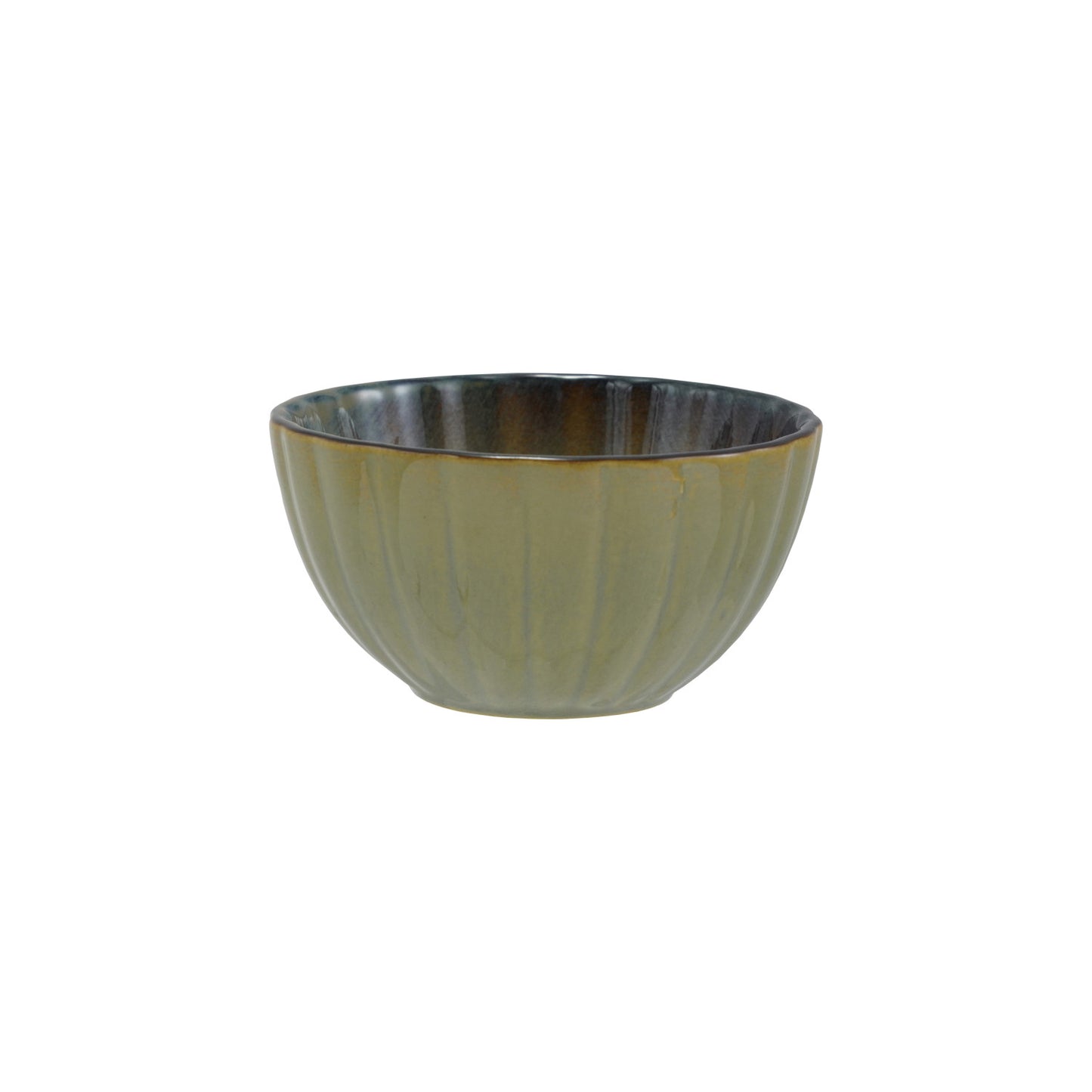 Stoneware Ribbed Bowl, Reactive Glaze, Sage Green (Each One Will Vary)