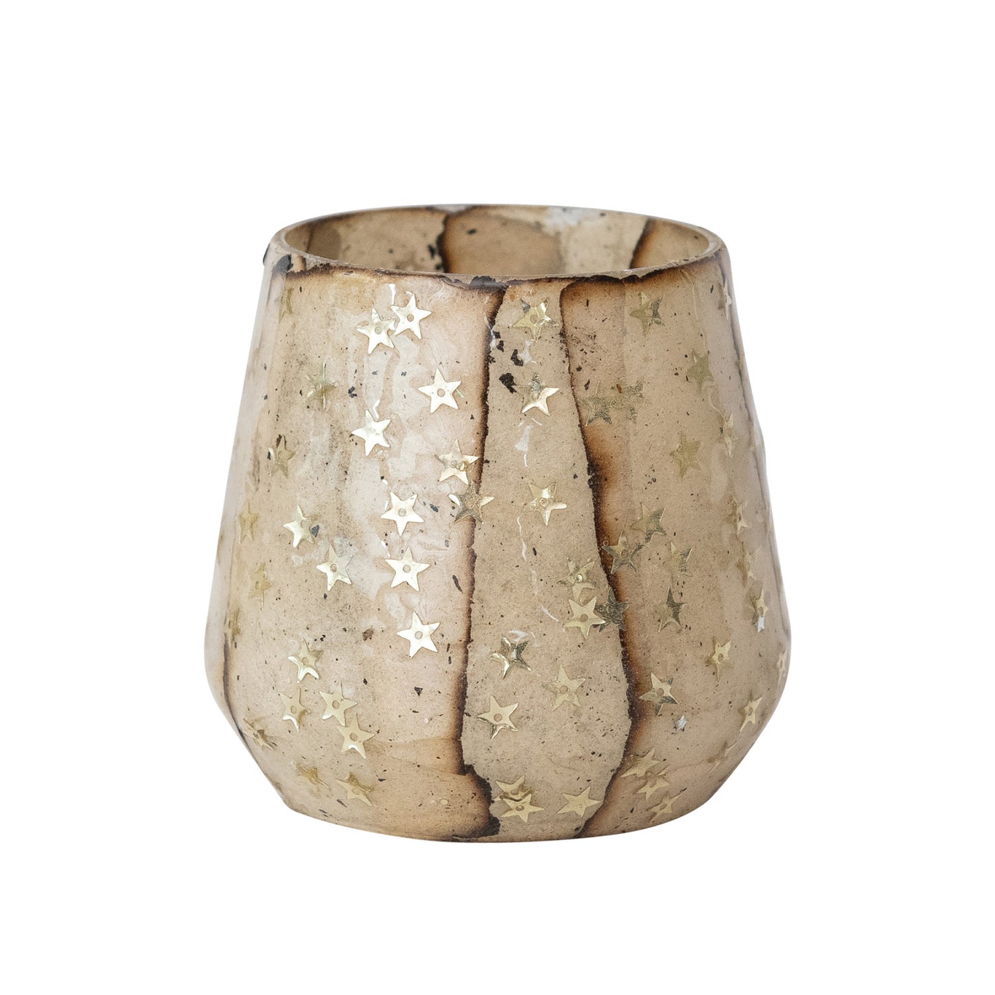 Glass & Torn Paper Tealight/Votive Holder with Star Sequins