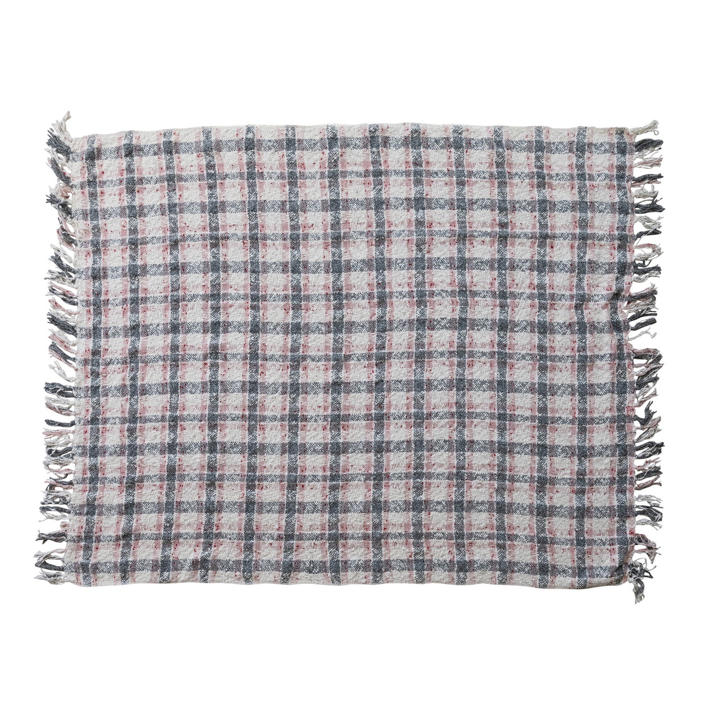 Hand-Woven & New Zealand Wool Slub Throw with Fringe