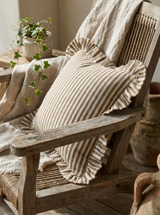 Striped Ruffle Indoor/Outdoor Pillow