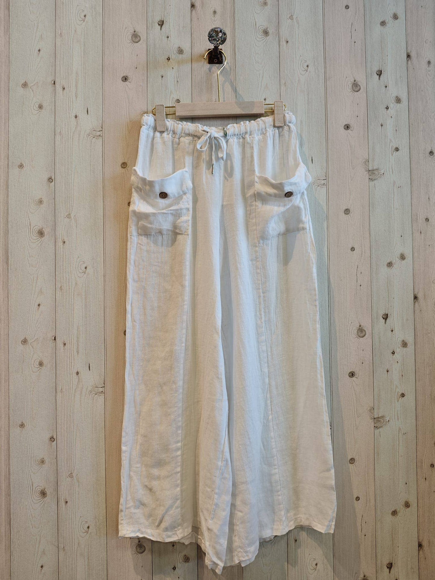 REF 6507 100% LINEN TROUSERS TWO POCKETS