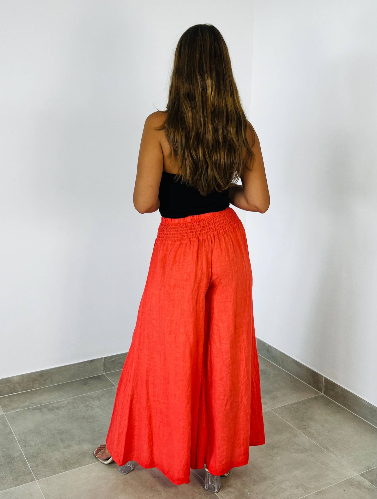 REF 30201 WIDE LEG LINEN PANTS 100%