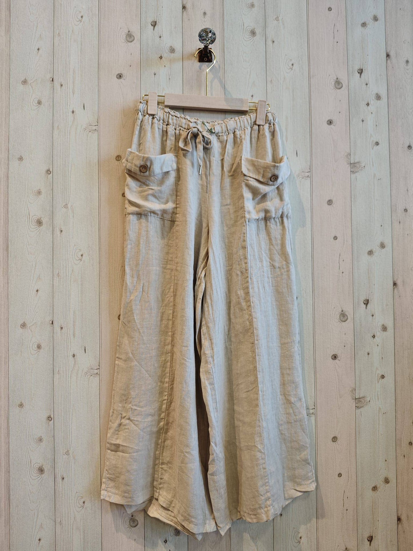 REF 6507 100% LINEN TROUSERS TWO POCKETS