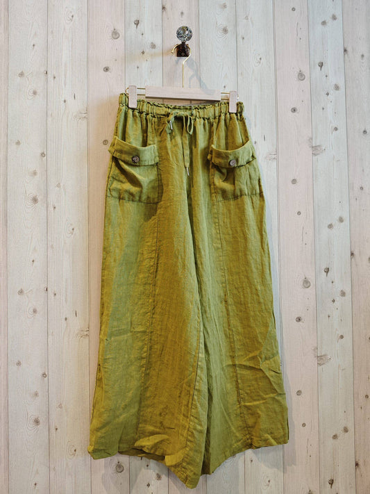 REF 6507 100% LINEN TROUSERS TWO POCKETS