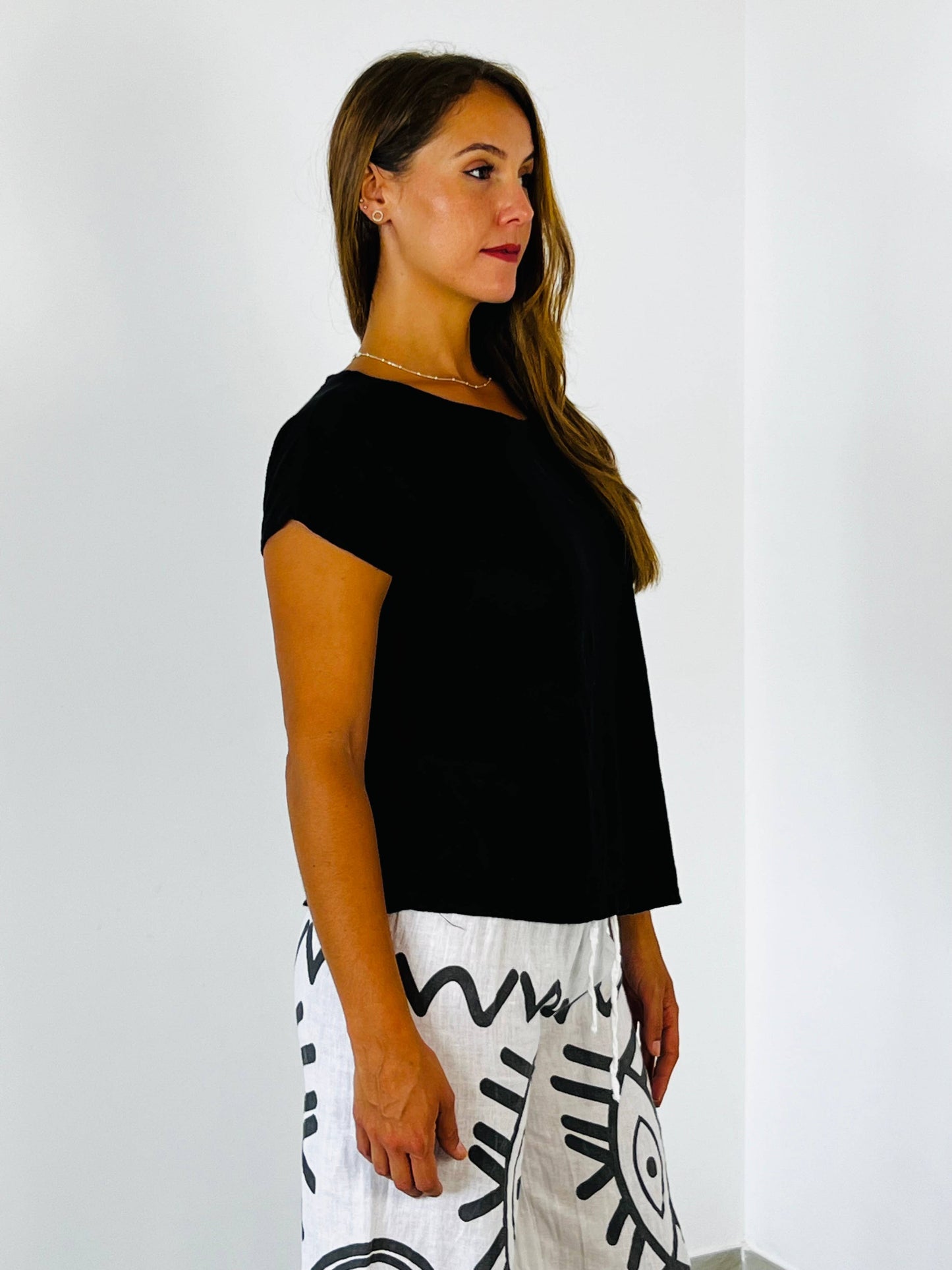 REF 2296 BASIC U-NECK T-SHIRT 100% LINEN