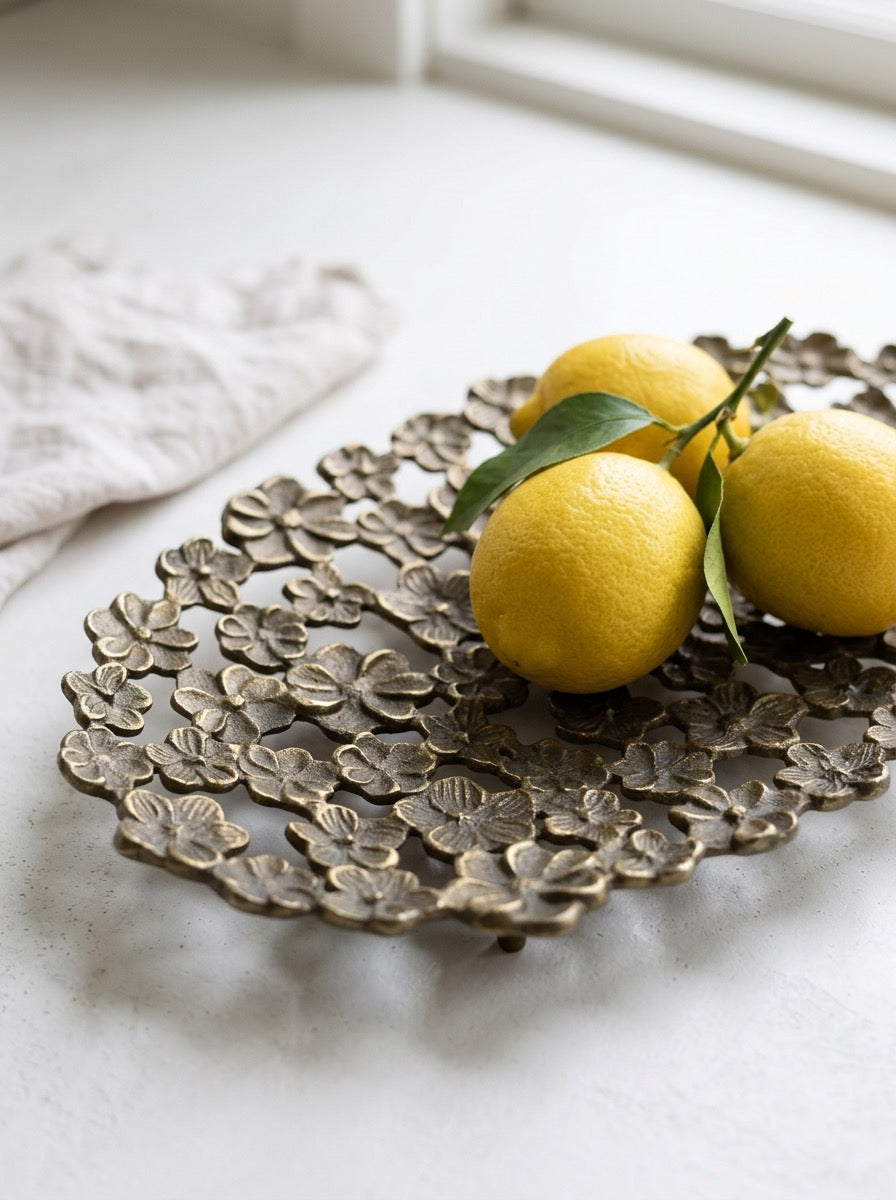 Antique Gold Flower Tray