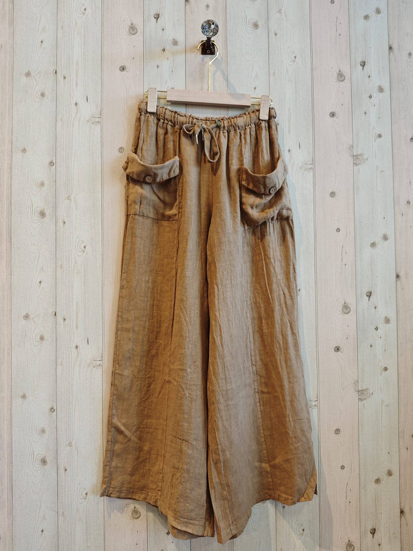 REF 6507 100% LINEN TROUSERS TWO POCKETS