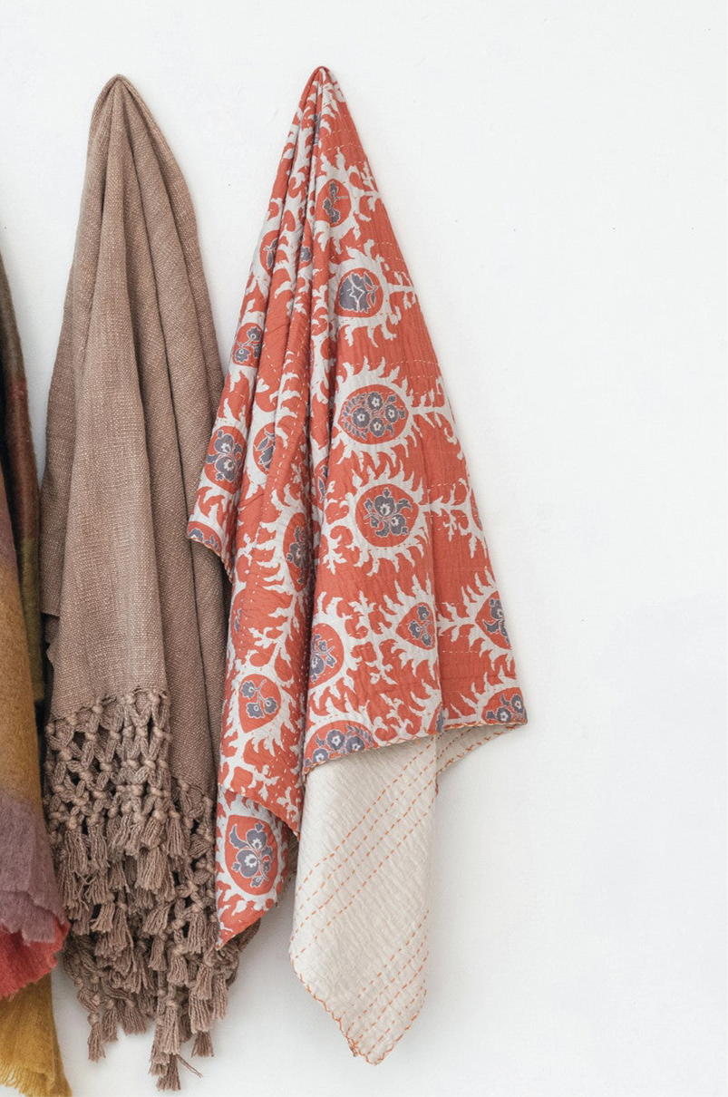 Cotton Voile Throw w/ Kantha Stitch