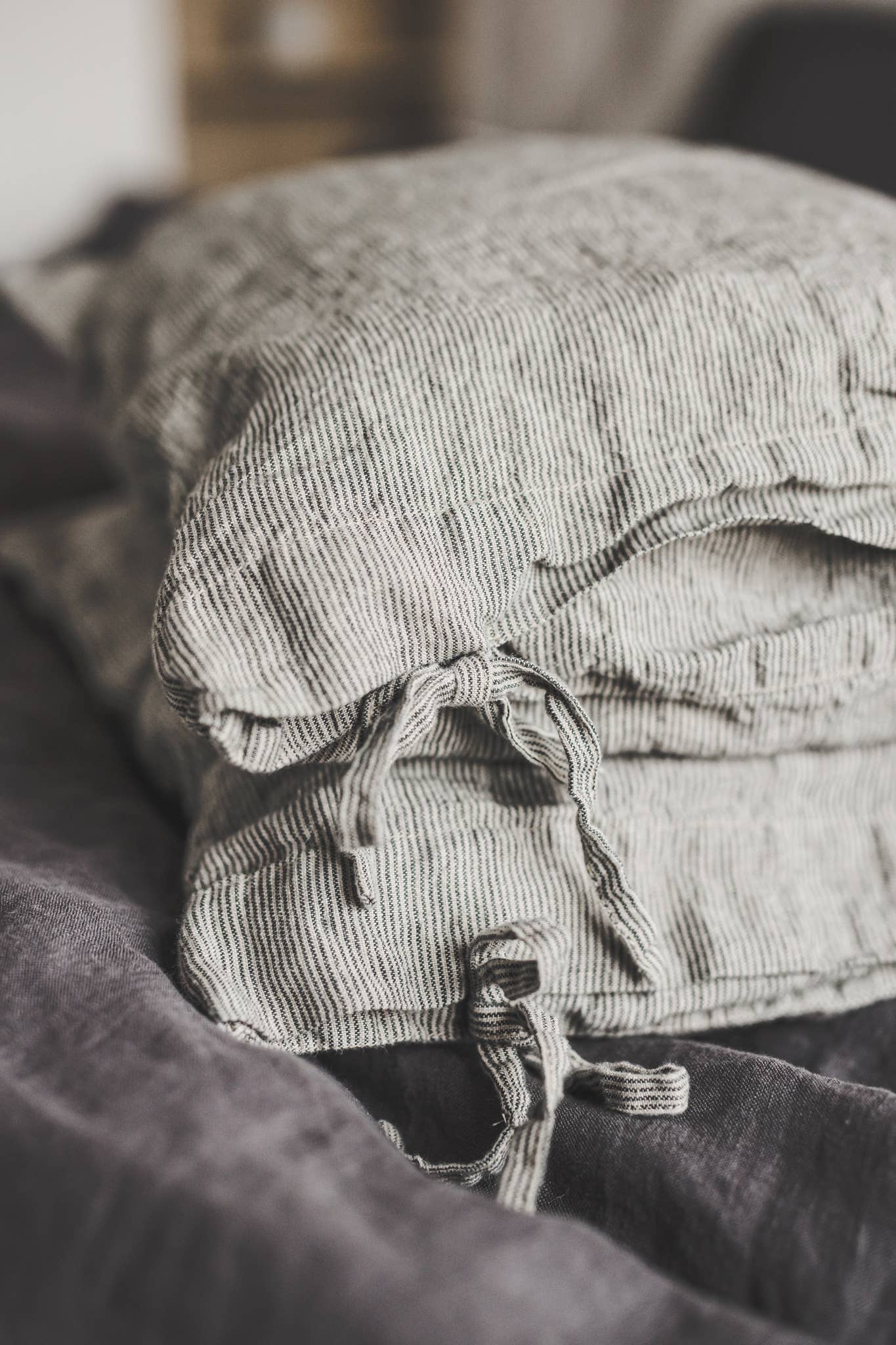 Linen Cushion Cover with Ties