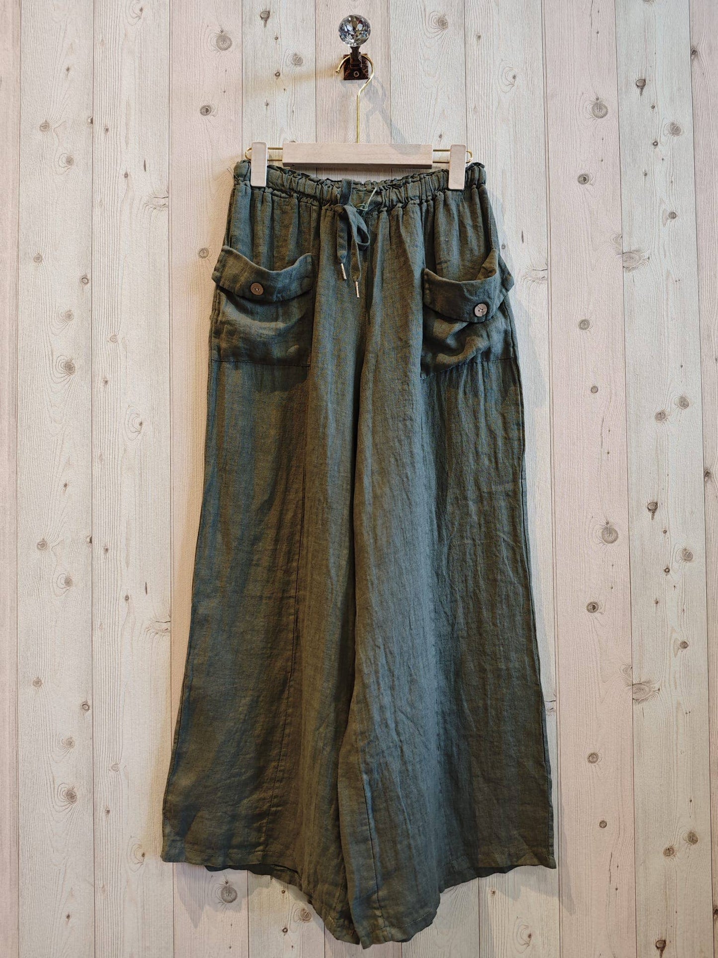 REF 6507 100% LINEN TROUSERS TWO POCKETS