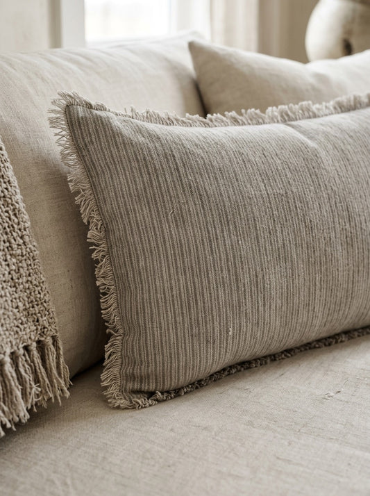 Linen Fringe Lumbar Pillow