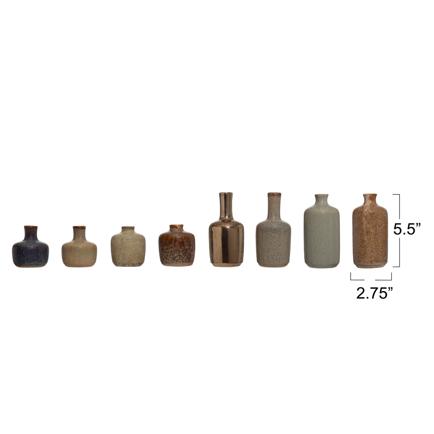 Stoneware Vases, Set of 8