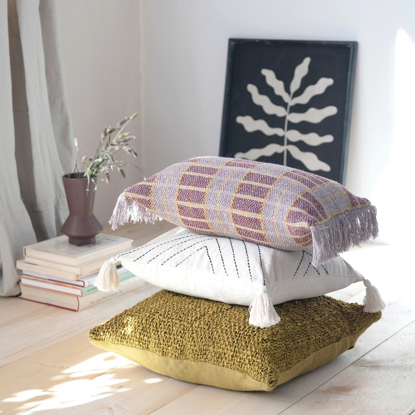 Cotton Fringe Lumbar Pillow