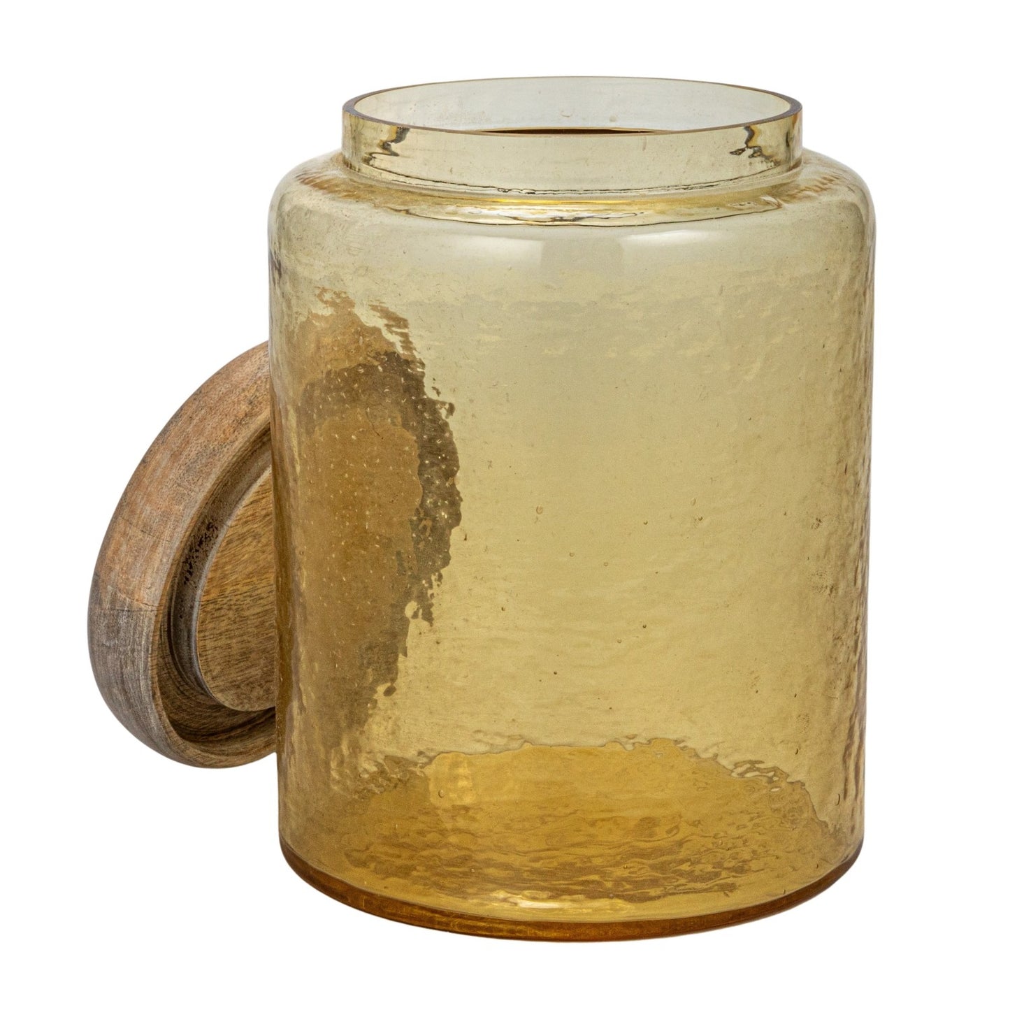 Hammered Glass Jar w/ Mango Wood Lid