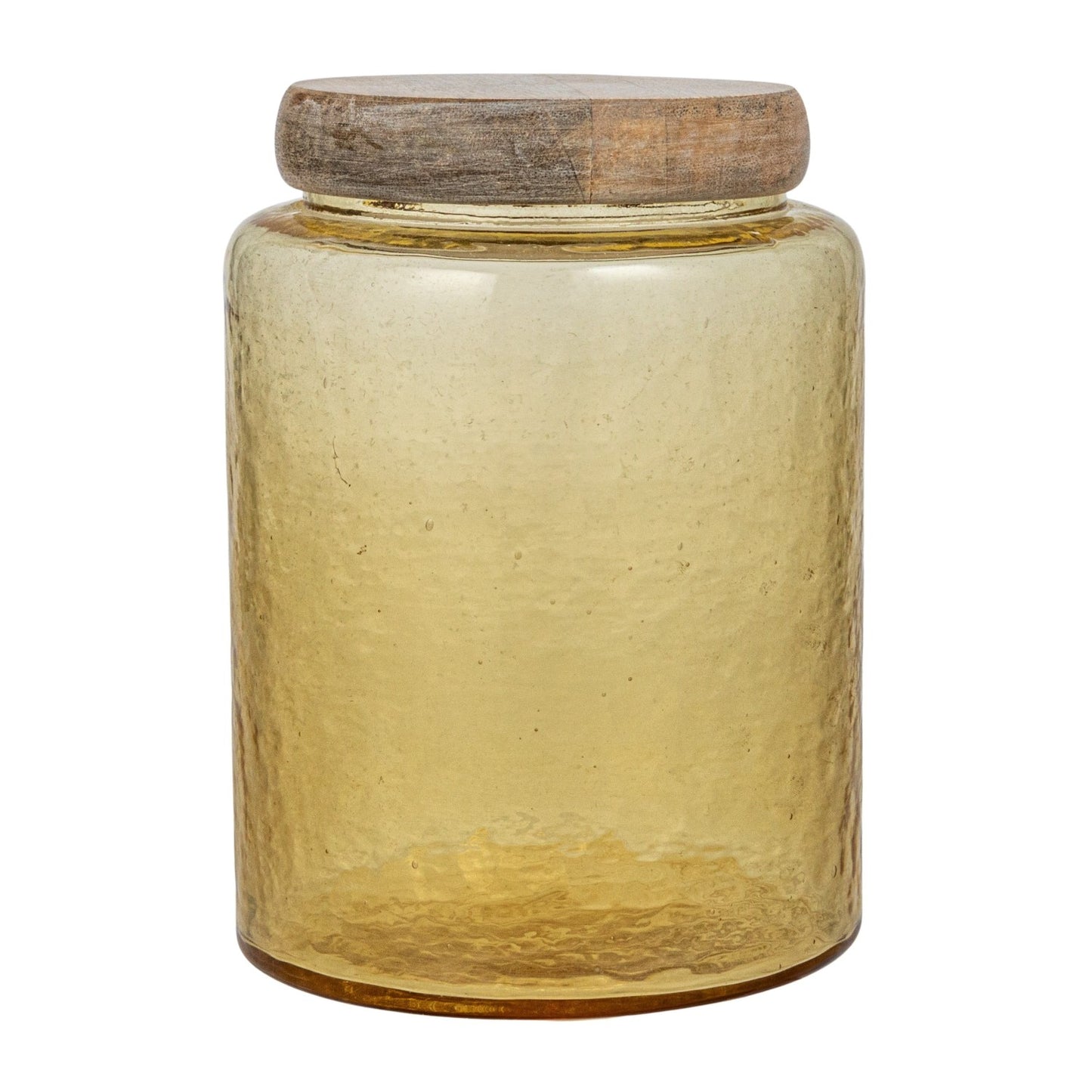 Hammered Glass Jar w/ Mango Wood Lid
