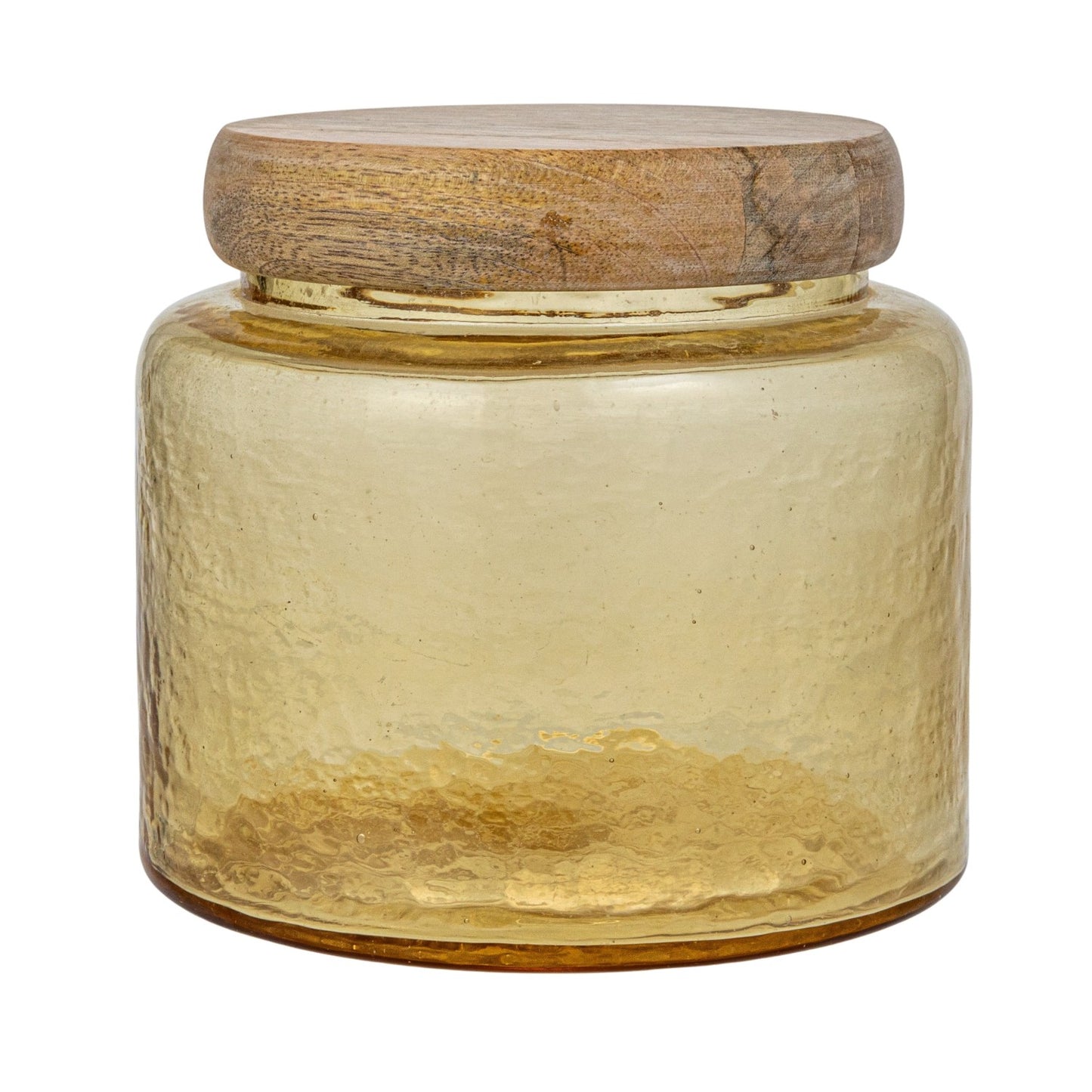 Hammered Glass Jar w/ Mango Wood Lid