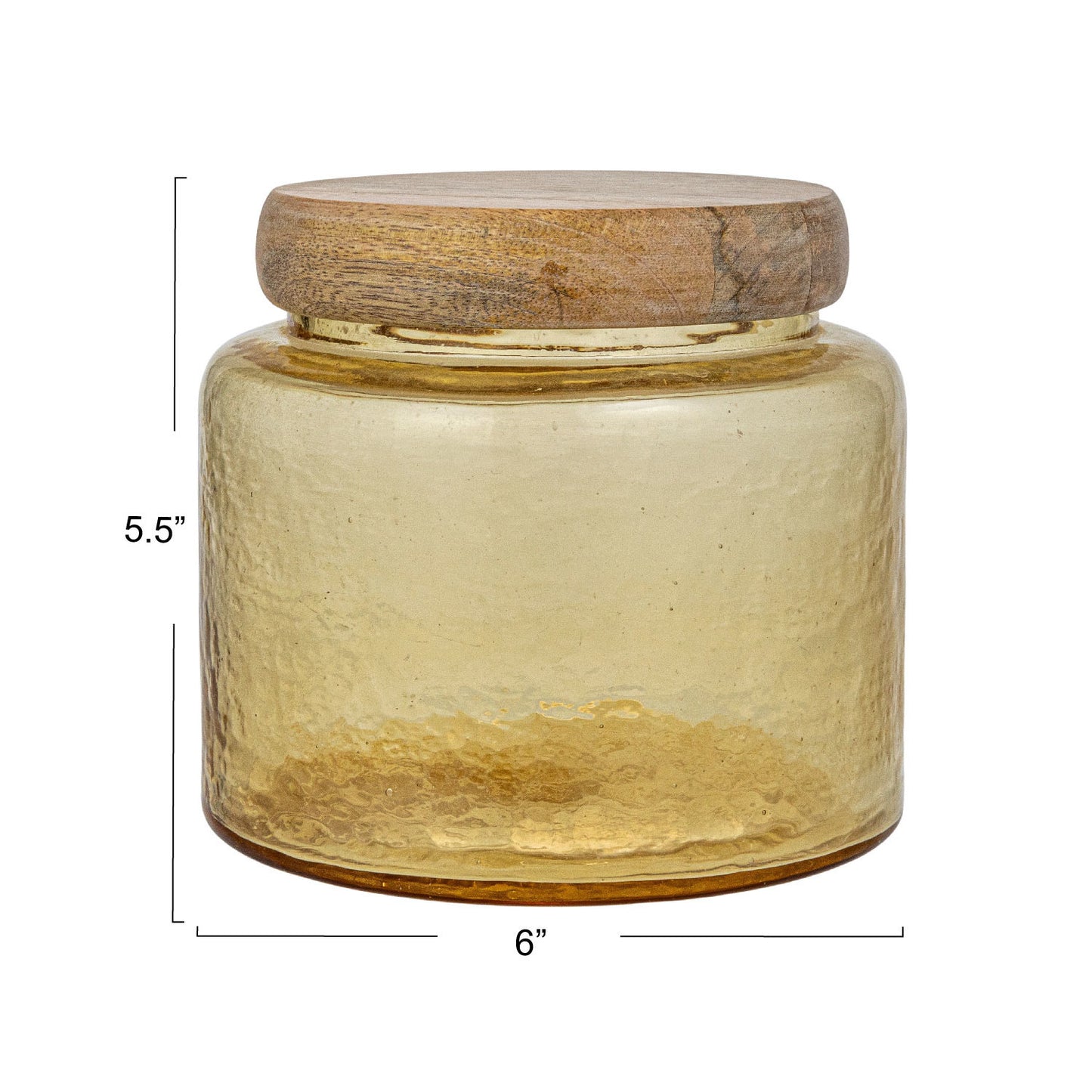 Hammered Glass Jar w/ Mango Wood Lid