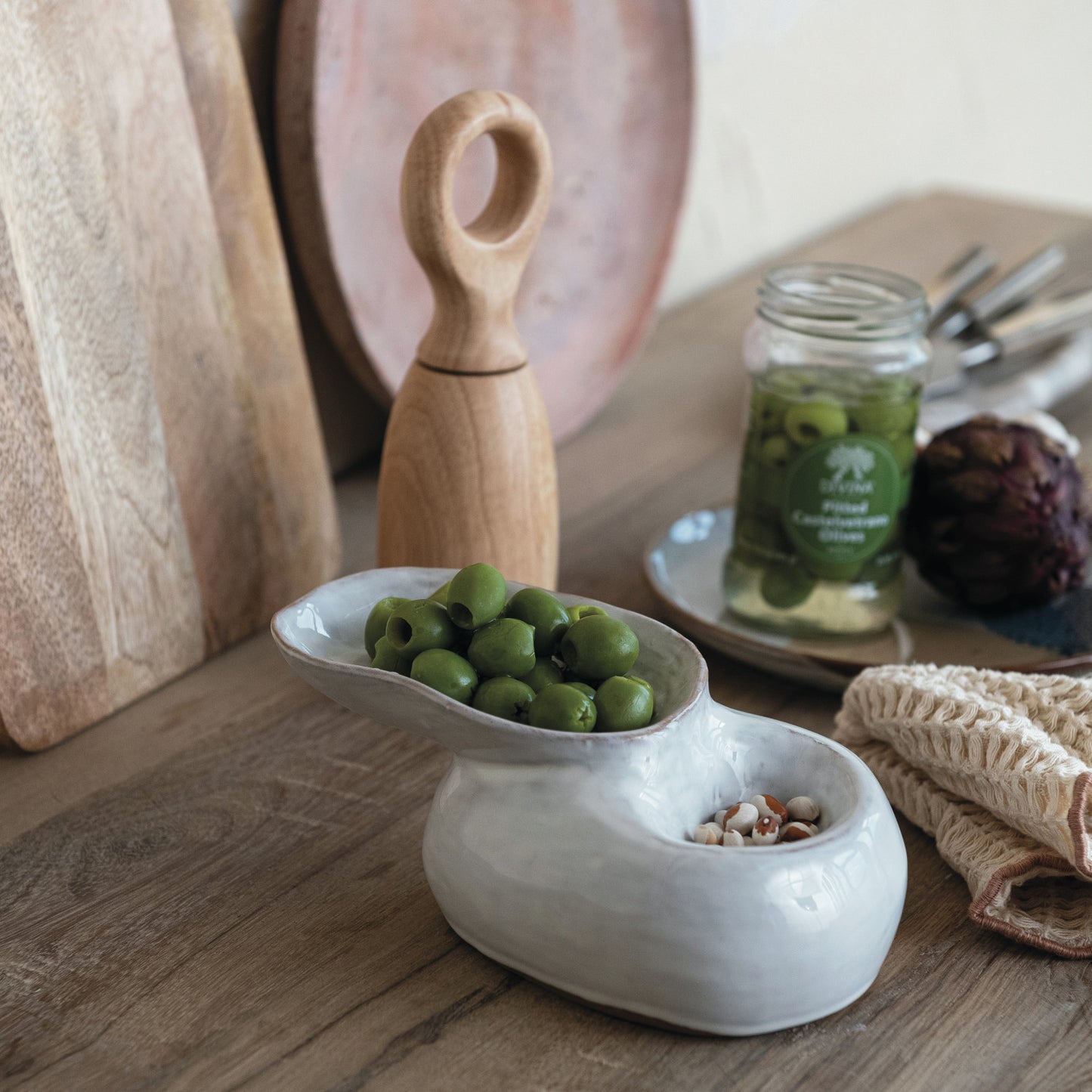 Stoneware Olive Dish