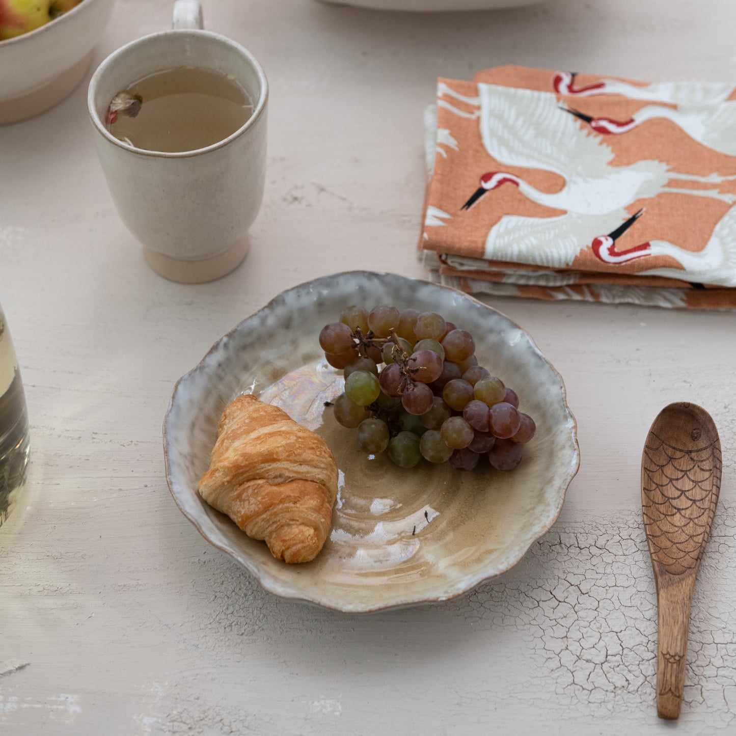 Stoneware Organic Shaped Plate / Reactive Glaze