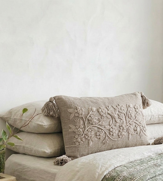 Embroidered Lumbar Pillow