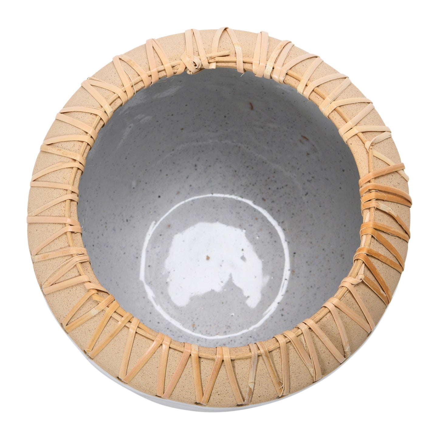 Stoneware Planter with Rattan Stitching