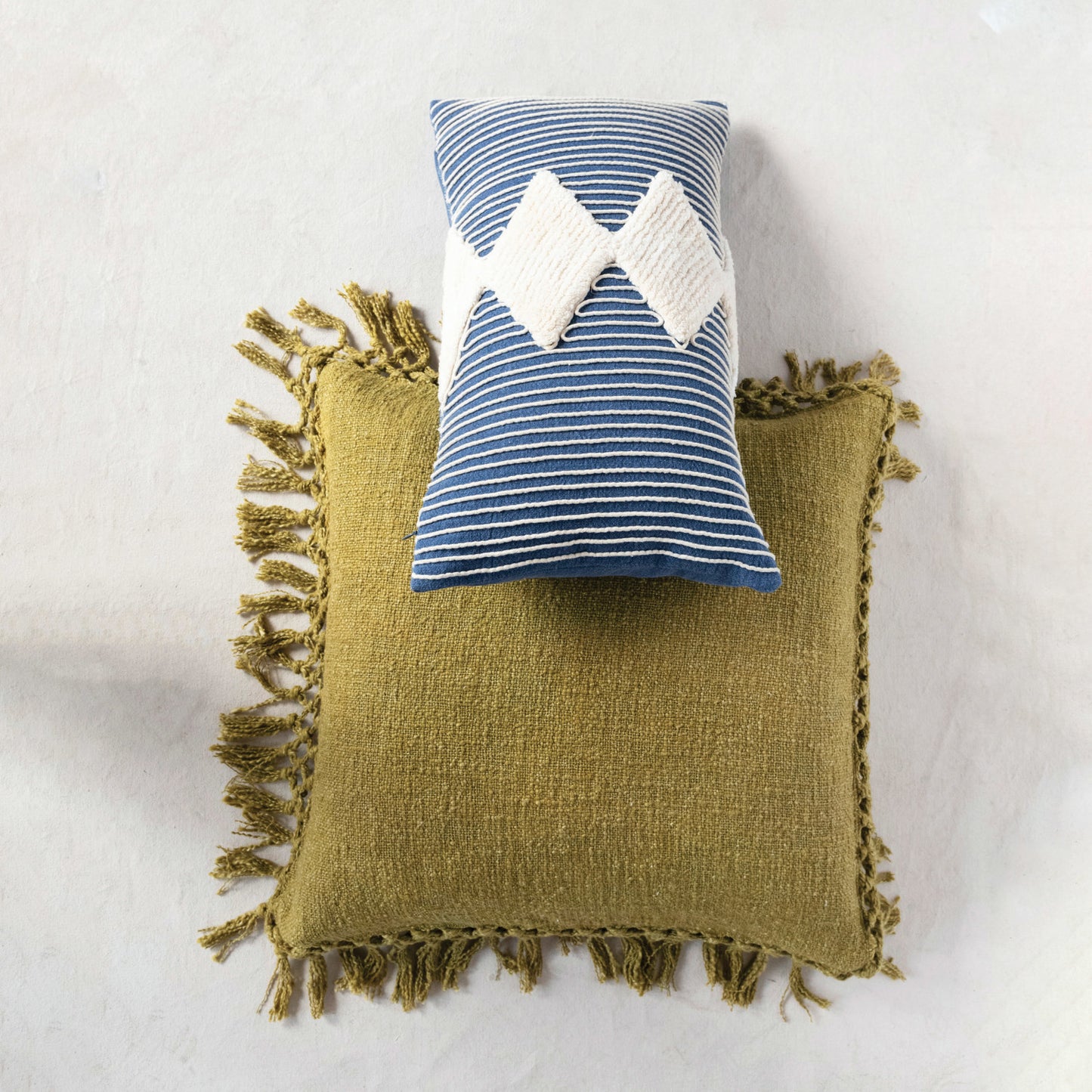 Cotton Slub Crochet Pillow