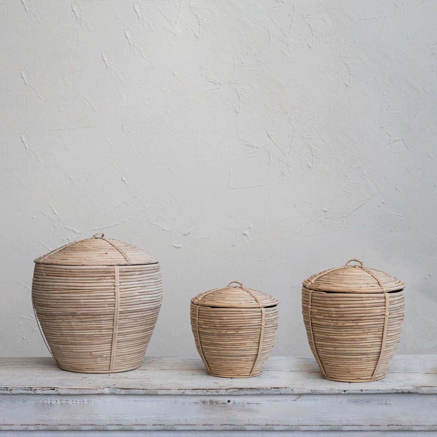 Lidded Handmade Rattan Basket