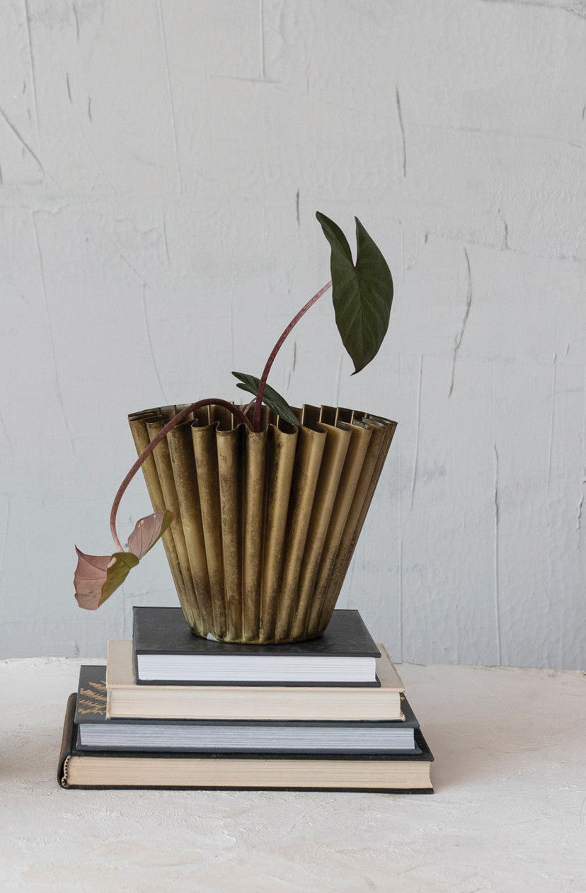 Fluted Brass Planter