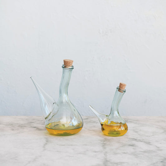 Recycled Glass Cruet w/ Cork Stopper