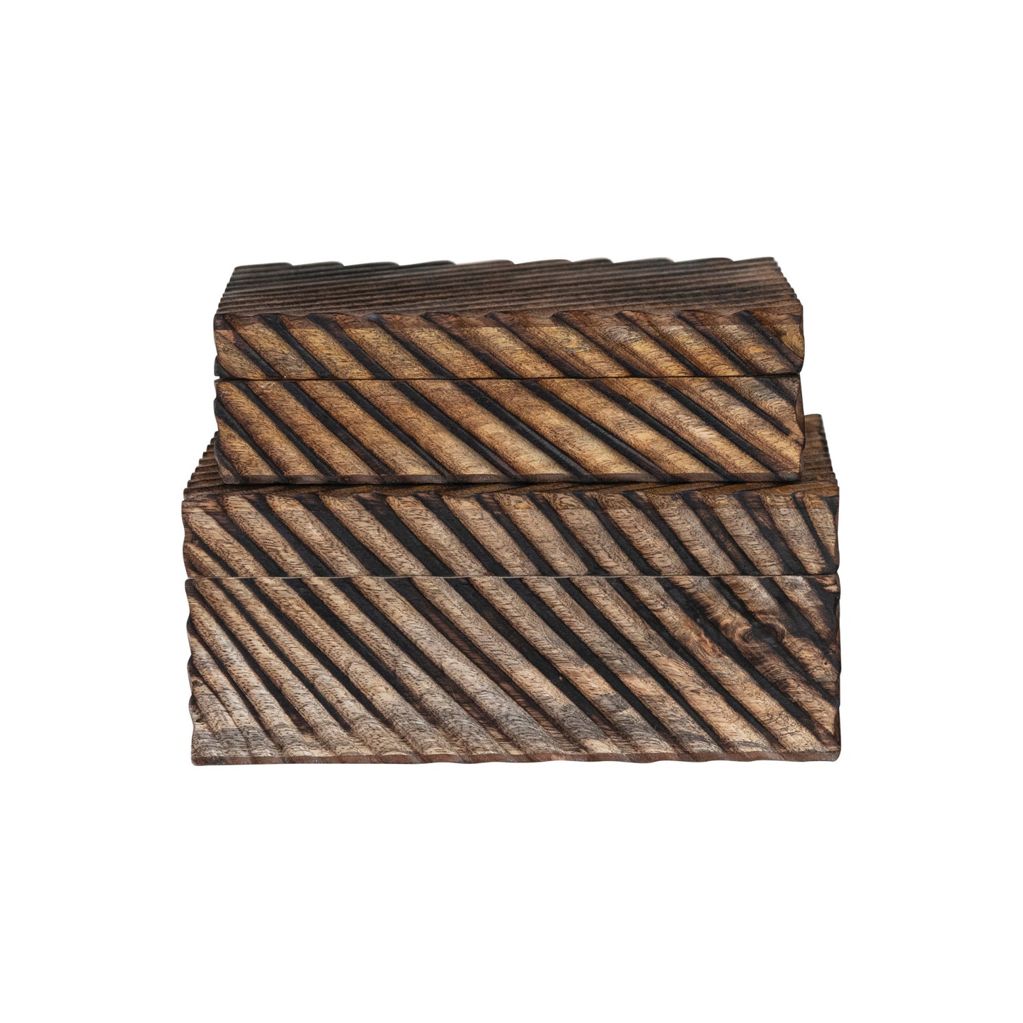 Carved Mango Wood Nesting Boxes / Set of 2