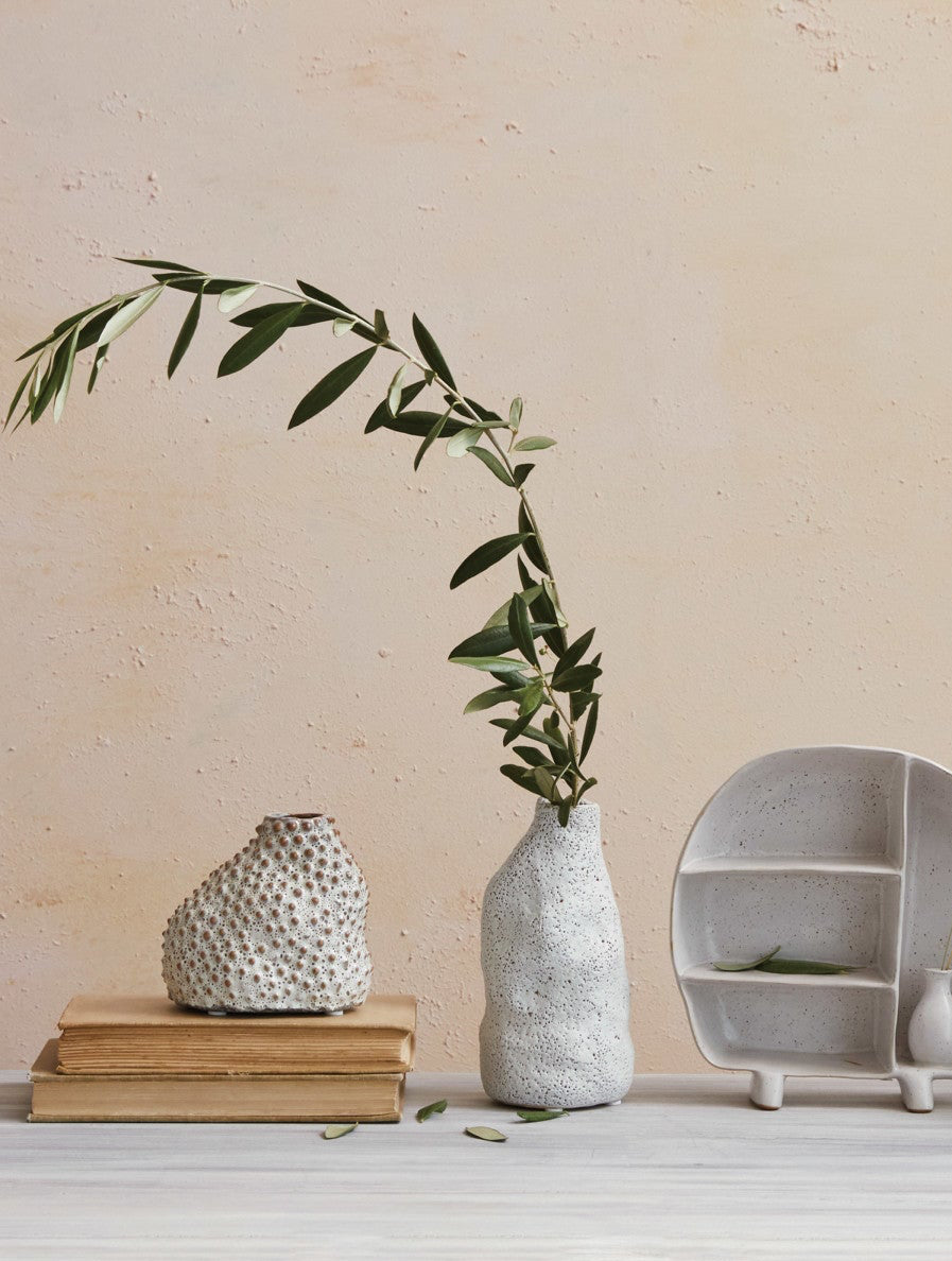 Coarse Stoneware Organic Vases, Set of Two