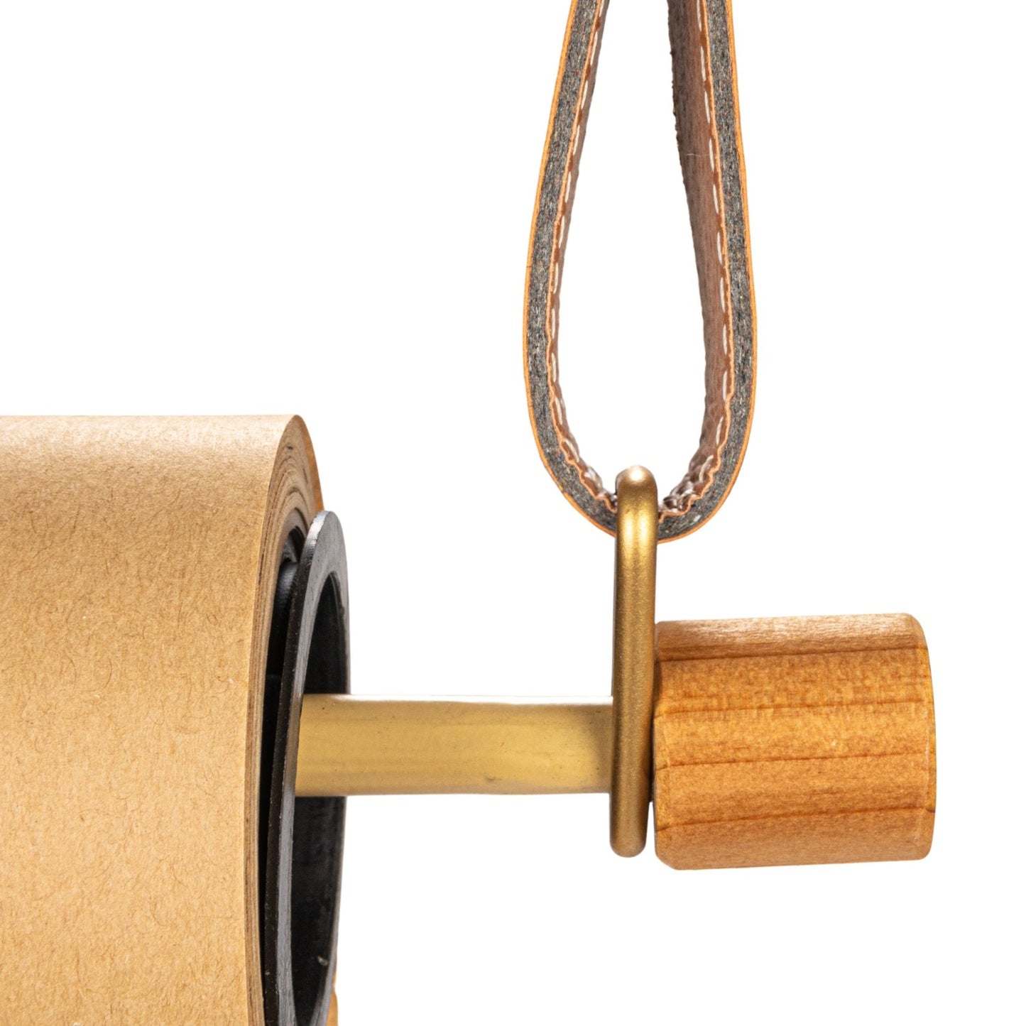 Wooden Paper Dispenser / Leather Straps & Paper Roll