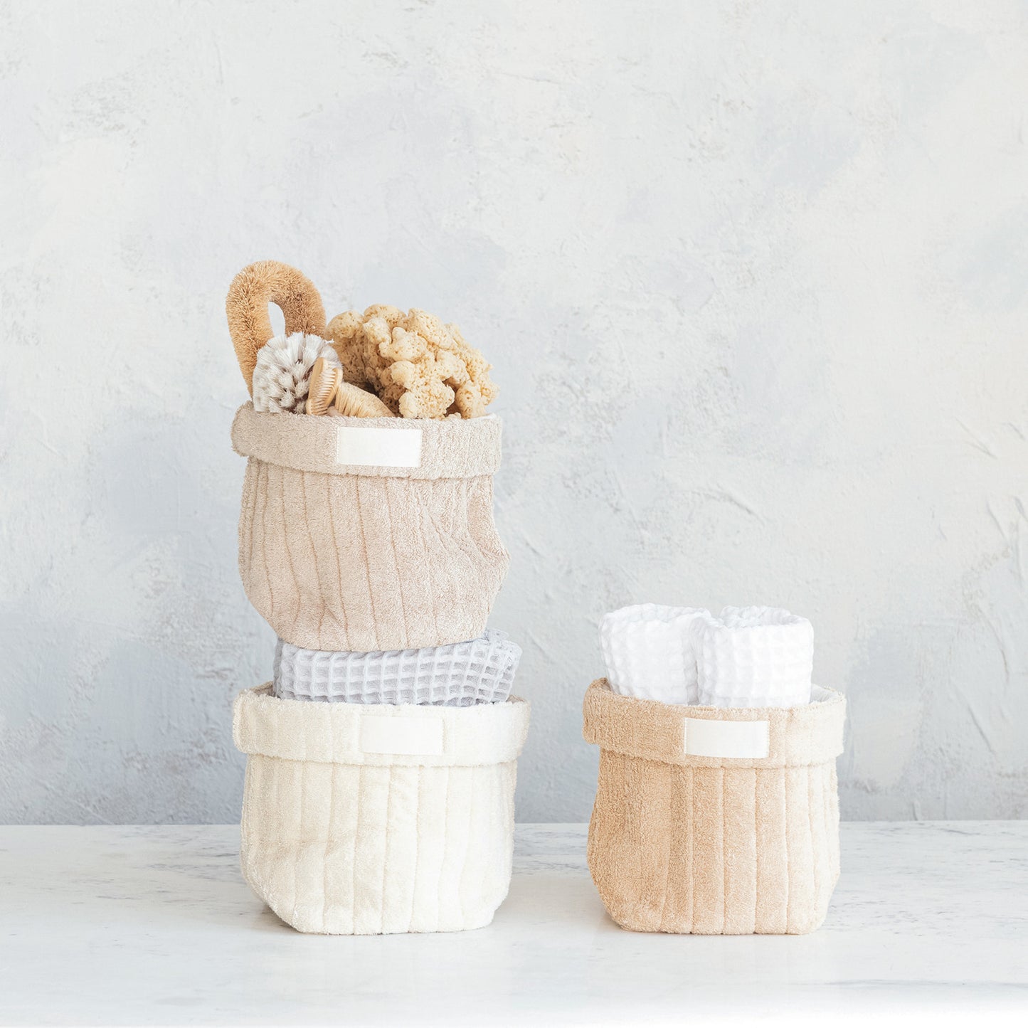 Quilted Cotton Terry Cloth Folding Baskets