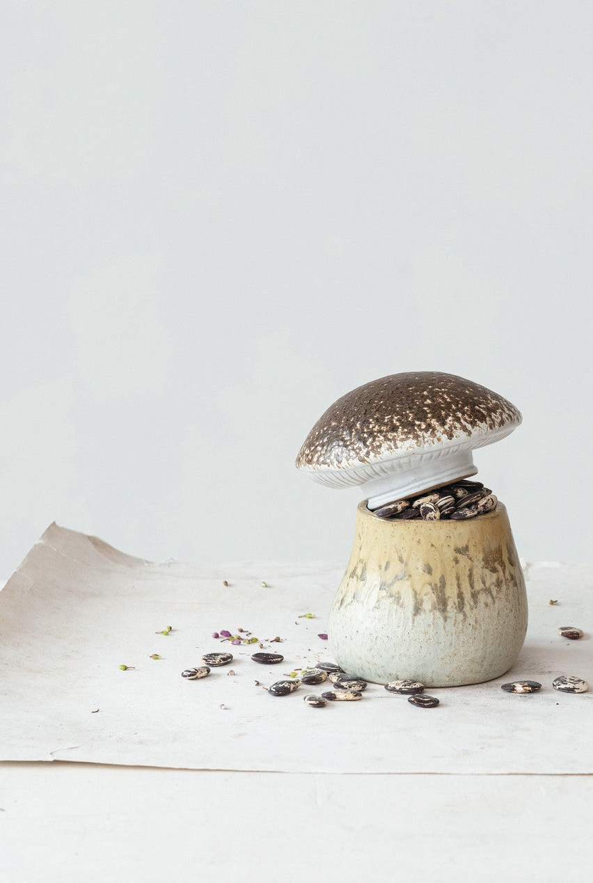 Stoneware Mushroom Canister