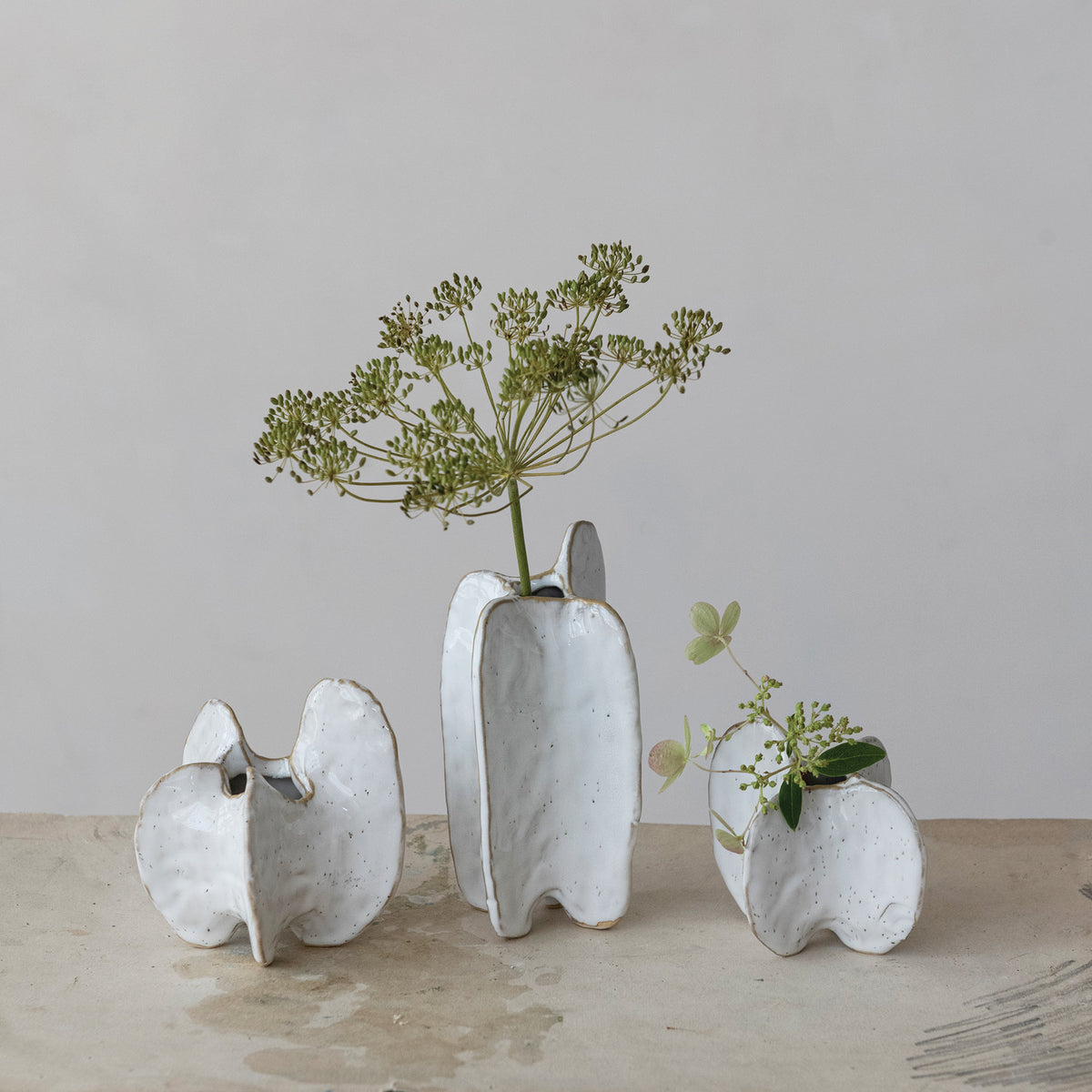 Sculptural Stoneware Bud Vase
