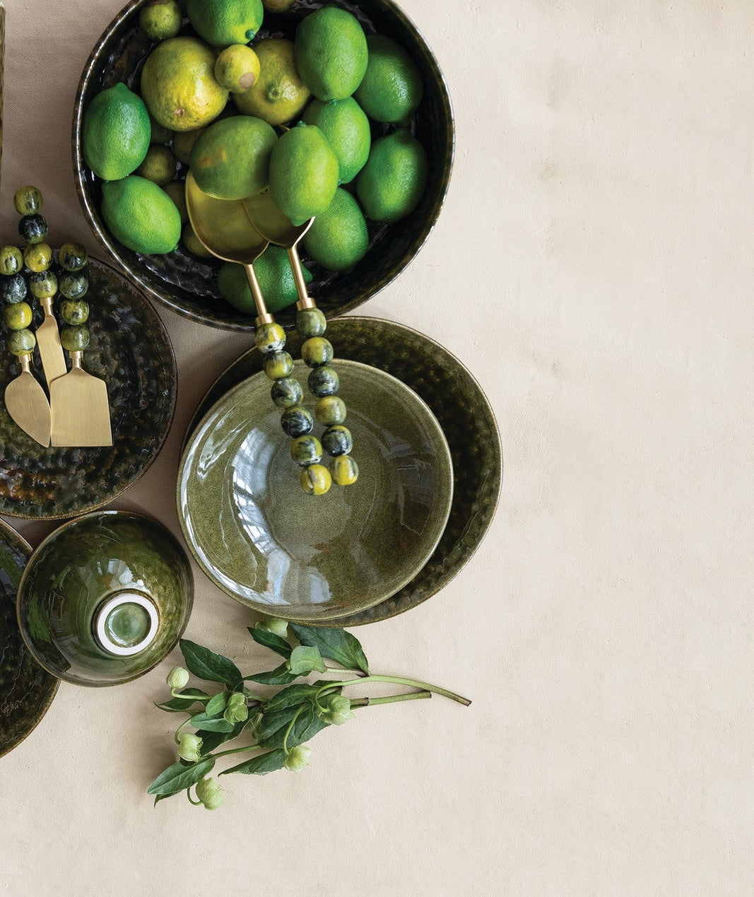 Green Stoneware Low Bowl