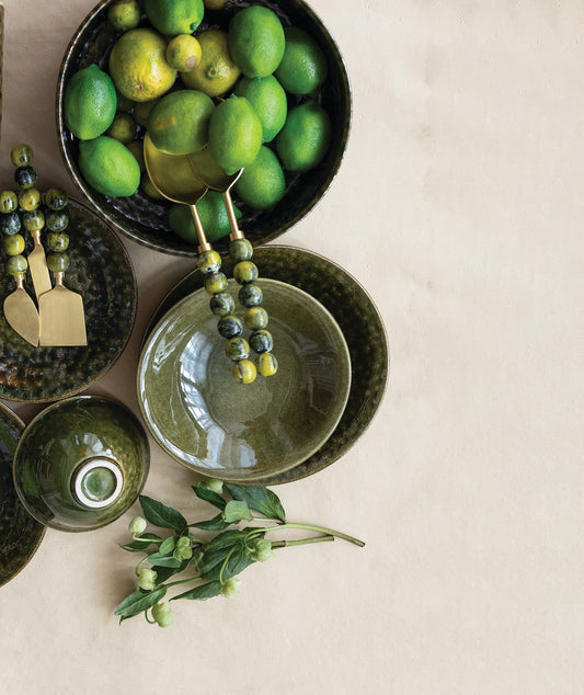 Green Stoneware Pitcher