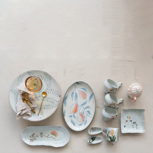 Hand Painted Stoneware Lemon Platter
