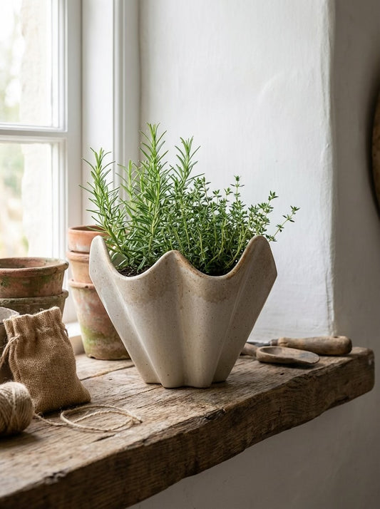Stoneware Pleated Bowl