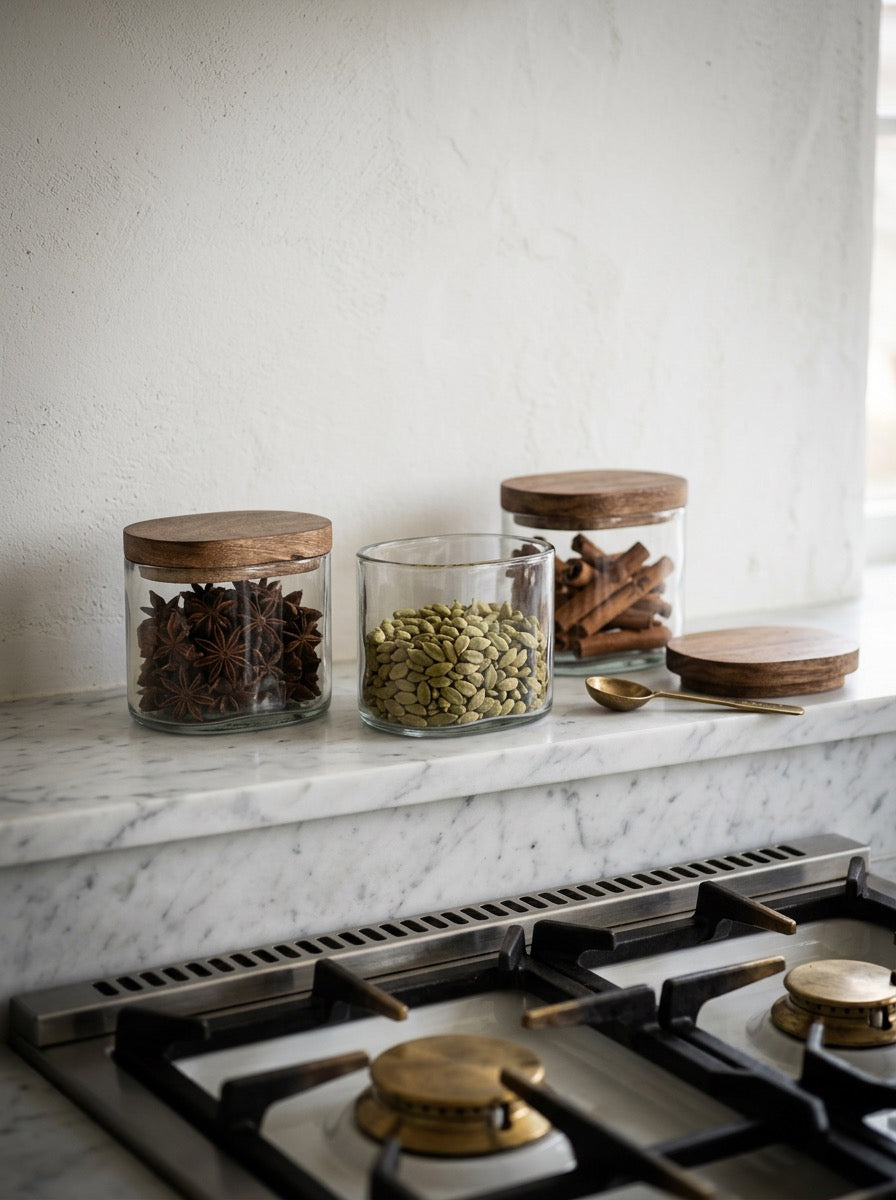 Mango Wood Glass Jar