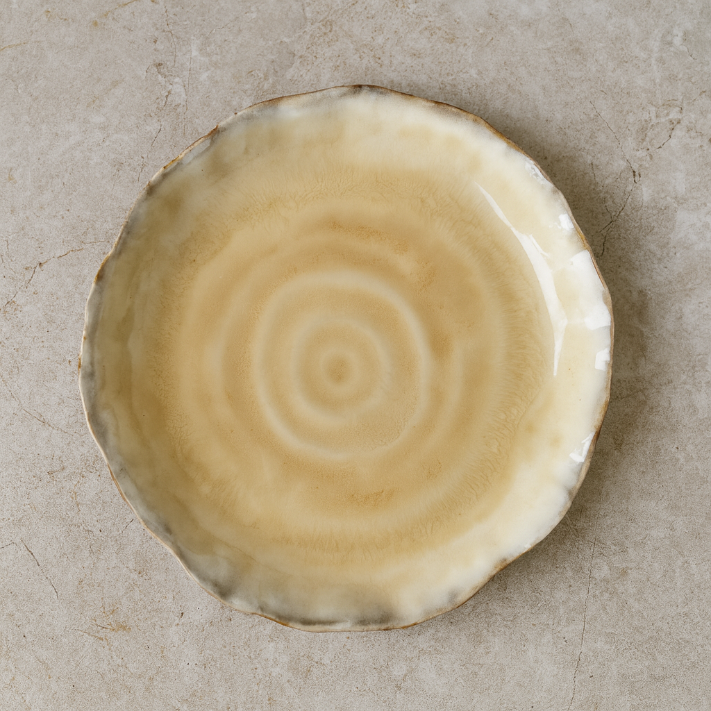 Stoneware Organic Shaped Plate / Reactive Glaze