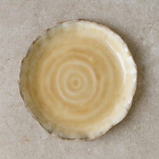 Stoneware Organic Shaped Plate / Reactive Glaze