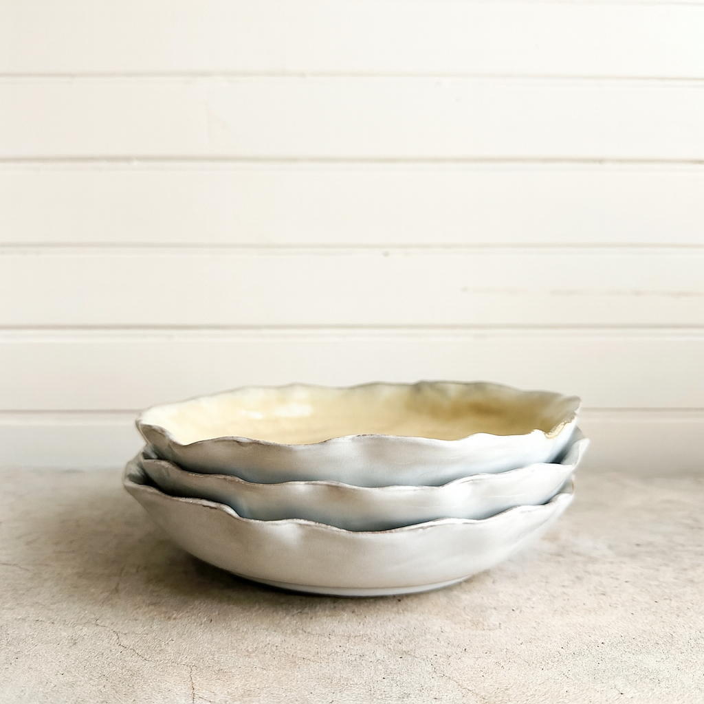 Stoneware Organic Shaped Plate / Reactive Glaze